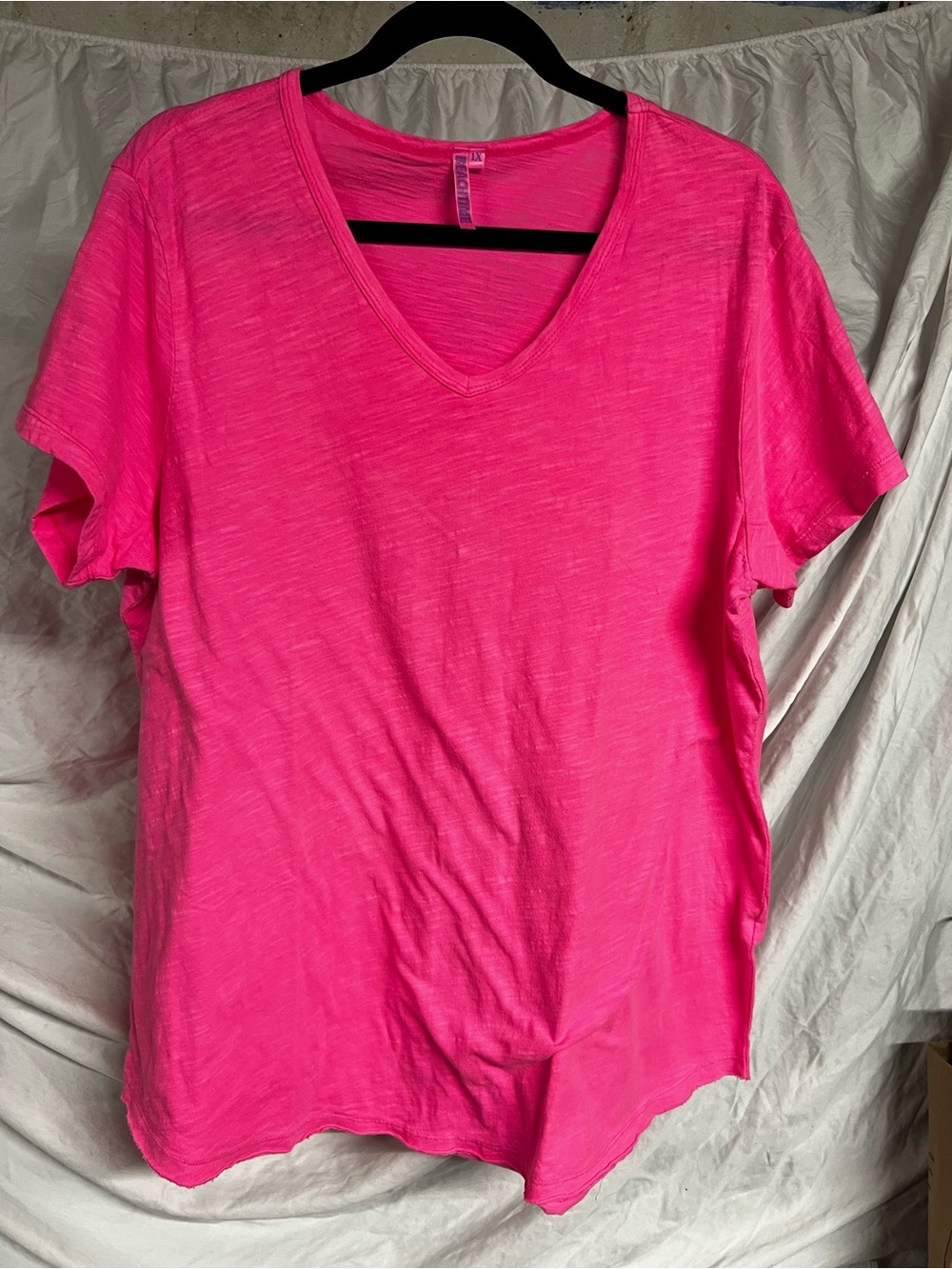 Beachtime -Two Women's V-Neck Tees-  hot pink and a vibrant blue